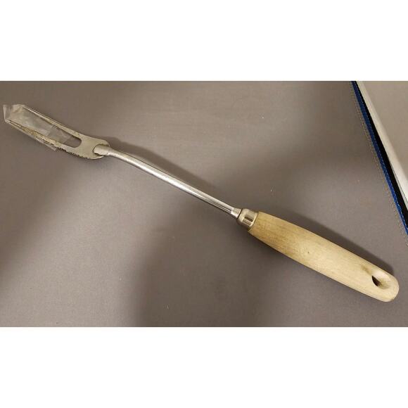 Vintage Ekco Chrome 2-Prong Serving Fork w/Wood Handle - 12-1/2” Length - USA - Picture 1 of 9